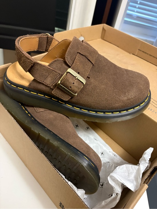 Dr. Martens Shoes - Dr. Martens Brown Suede Slingback Clog with Buckle